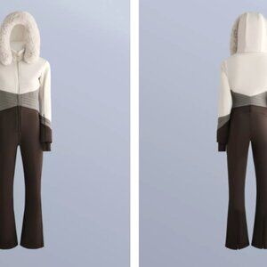 Oysho Brown and Cream Ski Suit